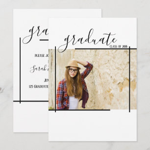 Invitations photo Abstrait Black Modern Graduation