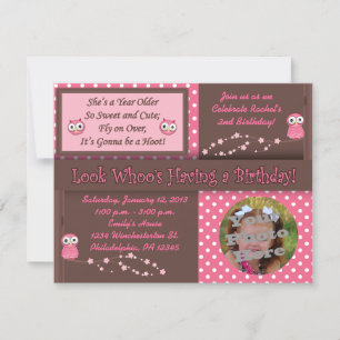 Invitations photo d'anniversaire de Owl