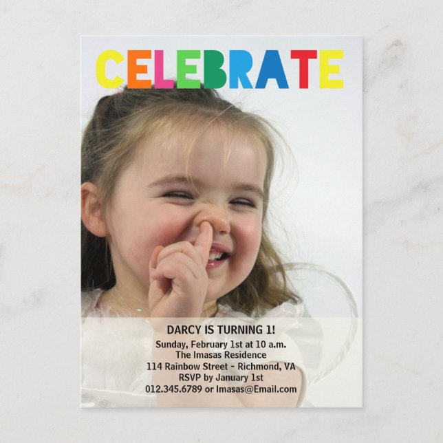 Invitations photo de la fête d'anniversaire (Devant)