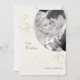 Invitations photo mariage - Élégante ivoire Vintag