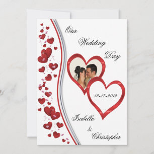Invitations photo Mariages de Red Cascading Hearts