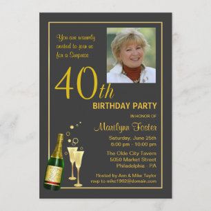 Invitations photo personnalisées pour le 40e anniv