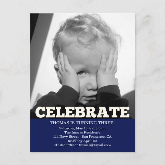 Invitations photo pour l'anniversaire du garçon (Devant)