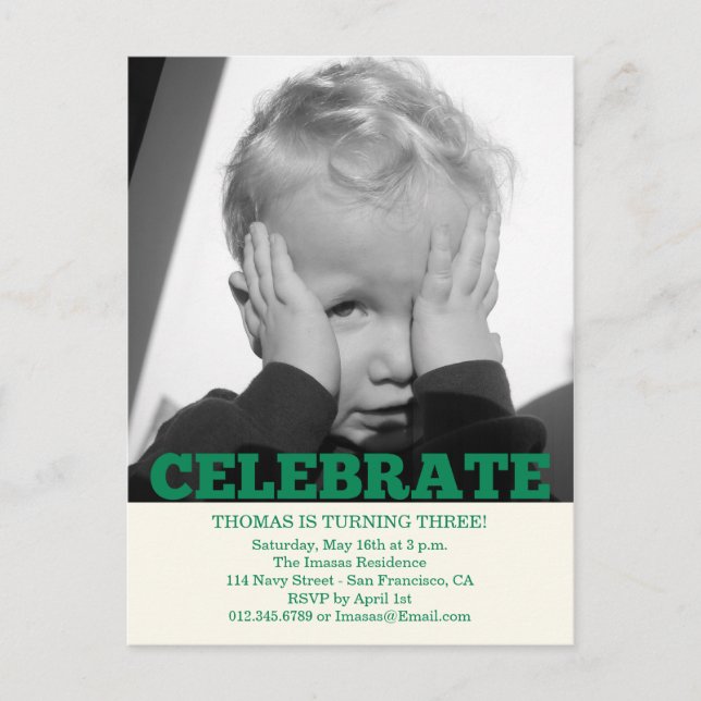 Invitations photo pour l'anniversaire du garçon (Devant)