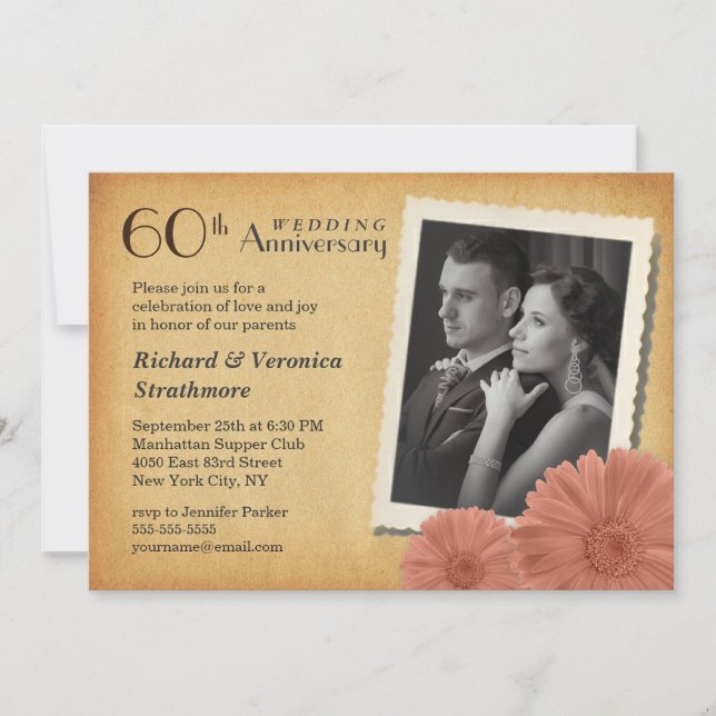 Invitations photo pour le 60e anniversaire de la m (Devant)