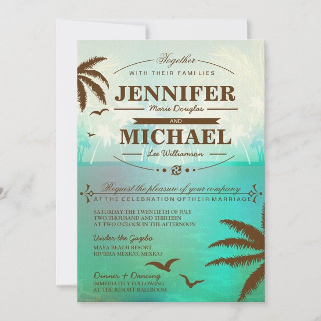 Invitations pittoresques turquoises tropicales de (Devant)