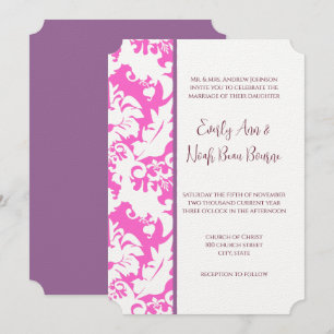 Invitations Plum & Pink Mariage damassé