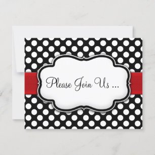 Invitations Posh noir et blanc Polka Dot