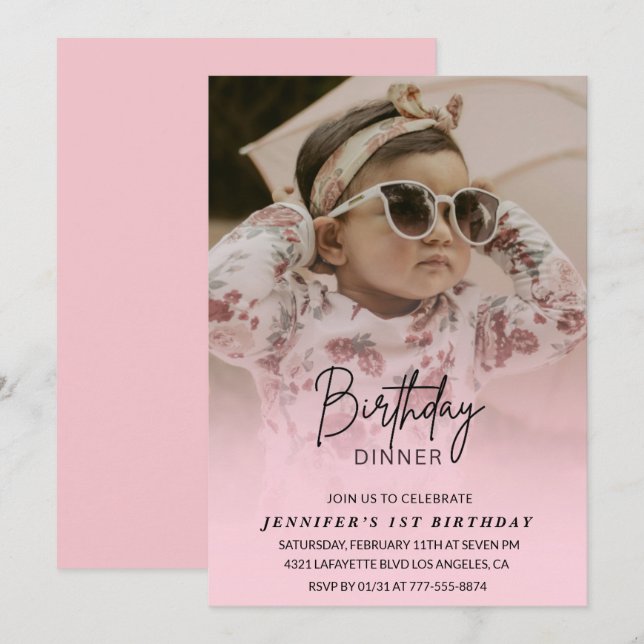 Invitations pour 1er anniversaire Anniversaire Dîn (Devant / Derrière)