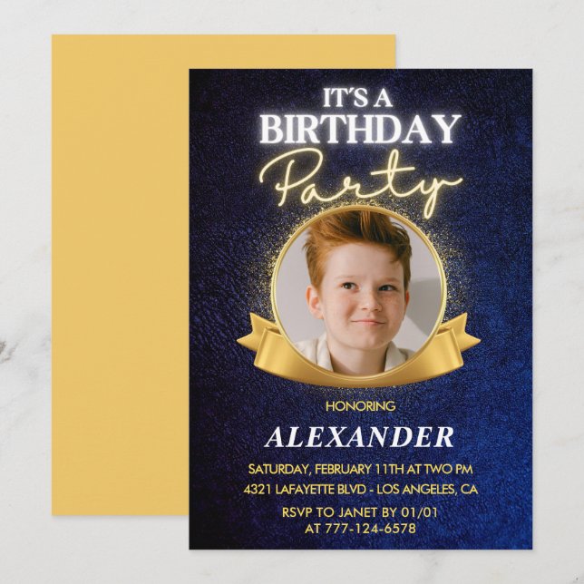 Invitations pour 9 ans Elegant Chic Photo (Devant / Derrière)