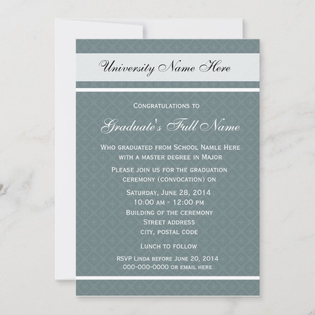 Invitations pour la cérémonie de remise des diplôm (Devant)