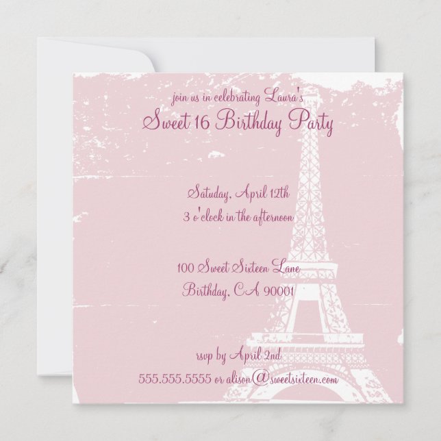 Invitations pour la fête d'anniversaire de la Tour (Devant)
