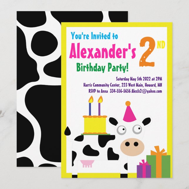 Invitations pour la fête d'anniversaire de l'anima (Devant / Derrière)