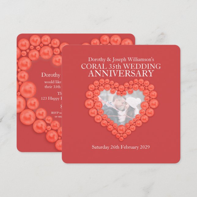Invitations pour la fête d'anniversaire de mariage (Devant / Derrière)