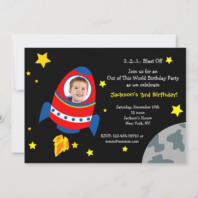 Invitations pour la fête d'anniversaire de Rocket  (Devant)