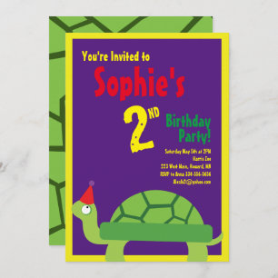 Invitations pour la fête d'anniversaire de Turtle 