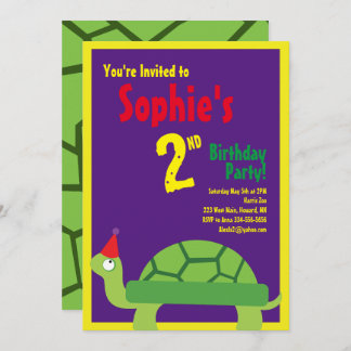 Invitations pour la fête d'anniversaire de Turtle 
