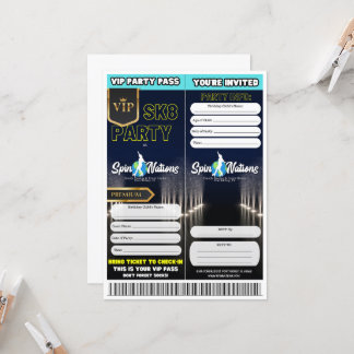Invitations pour la fête de skate VIP