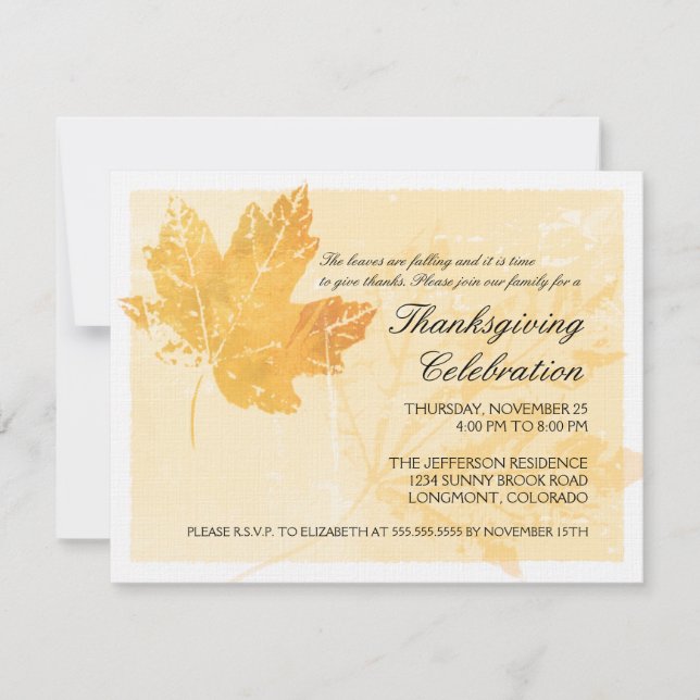 Invitations pour la fête de Thanksgiving de l'empr (Devant)