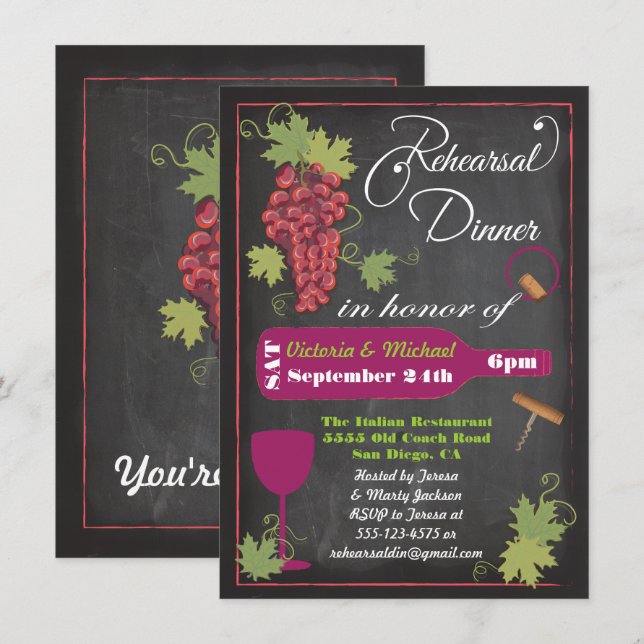 Invitations pour la répétition des vins de tableau (Devant / Derrière)