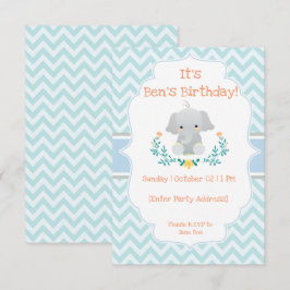 Invitations pour l'anniversaire de bébé éléphant