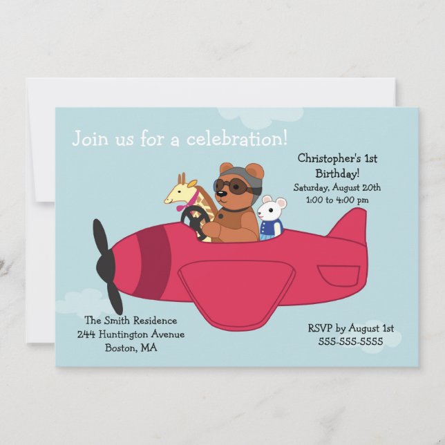 Invitations pour l'anniversaire de Cute Toy Plane (Devant)