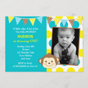 Invitations pour l'anniversaire de Mod Monkey Boy