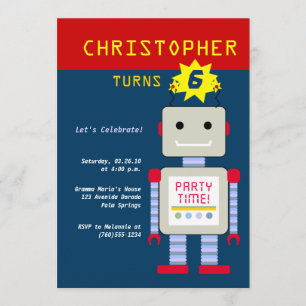 Invitations pour l'anniversaire des robots