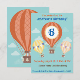 Invitations pour l'anniversaire du ballon à air ch
