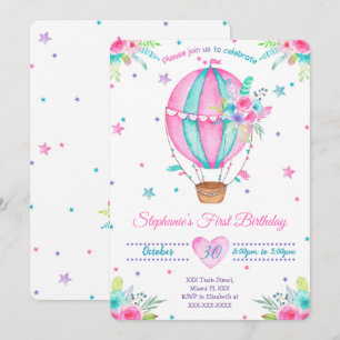 Invitations pour l'anniversaire du ballon aérien