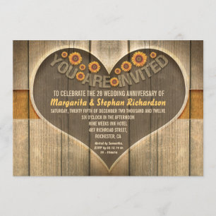 invitations pour l'anniversaire du mariage rustiqu
