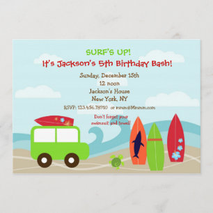 Invitations pour l'anniversaire du Surf de surfeur