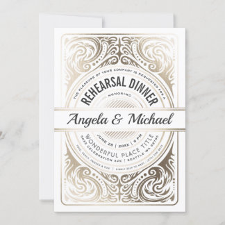 Invitations pour le dîner de répétition Huile blan