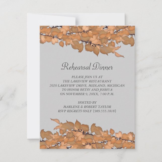 Invitations pour le dîner de répétition mariage (Devant)