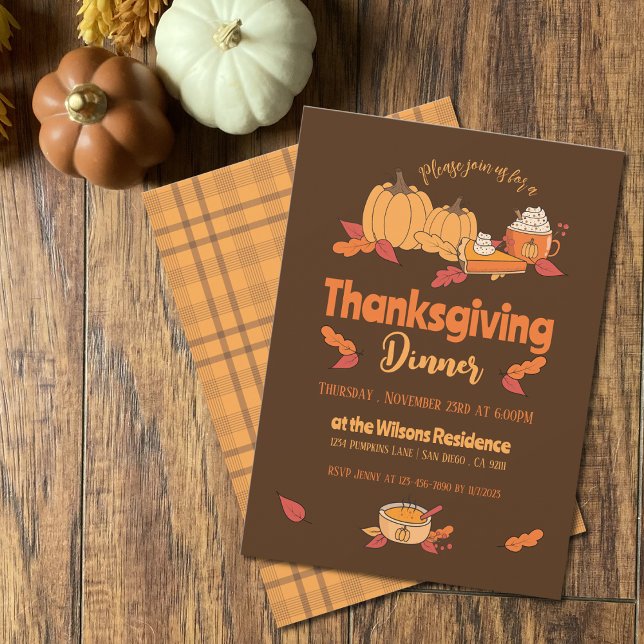 Invitations pour le dîner de Thanksgiving Brown et (Créateur téléchargé)