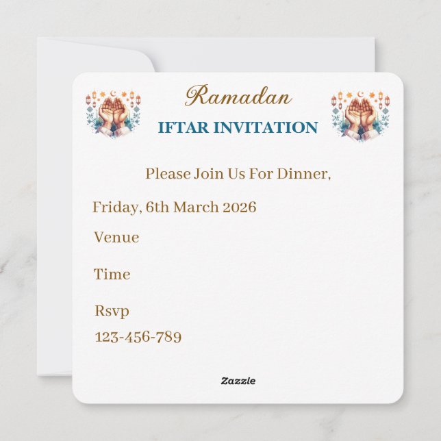 Invitations pour le dîner Iftar (Dos)