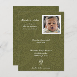 Invitations pour le nom de bébé de Namkaran vert C