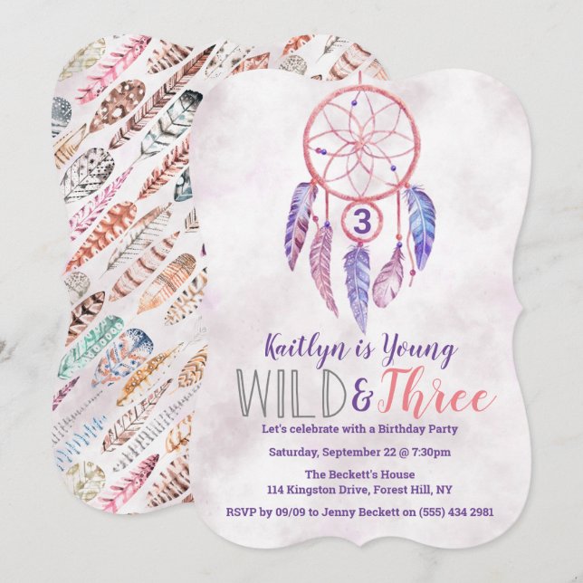 Invitations pour le troisième anniversaire de Youn (Devant / Derrière)