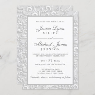 Invitations pour mariages Design 3D blanc gris é