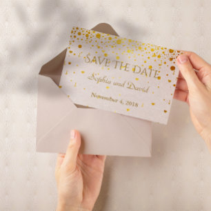 Invitations pour mariages   Gold Confetti ENREGIST