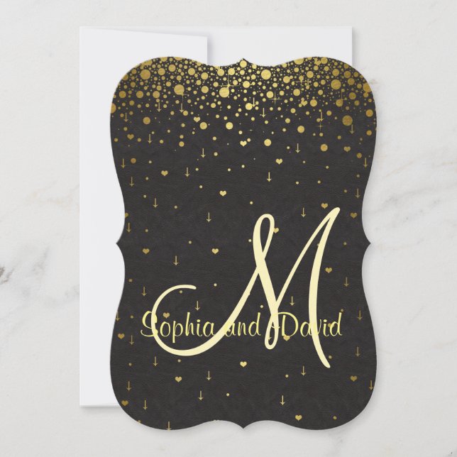 Invitations pour mariages | Gold Glam Confetti RSV (Devant)
