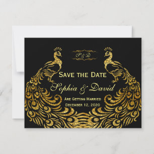 Invitations pour mariages Gold Peacock ENREGISTR