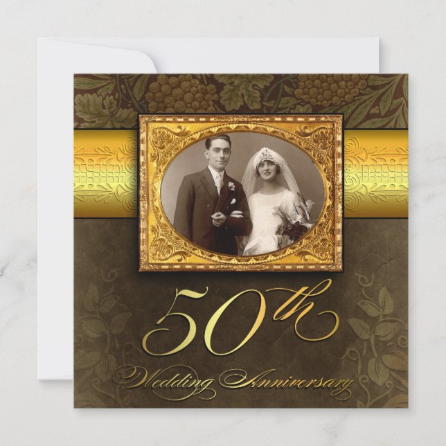invitations pour noces de mariage vintage photo 50 (Devant)