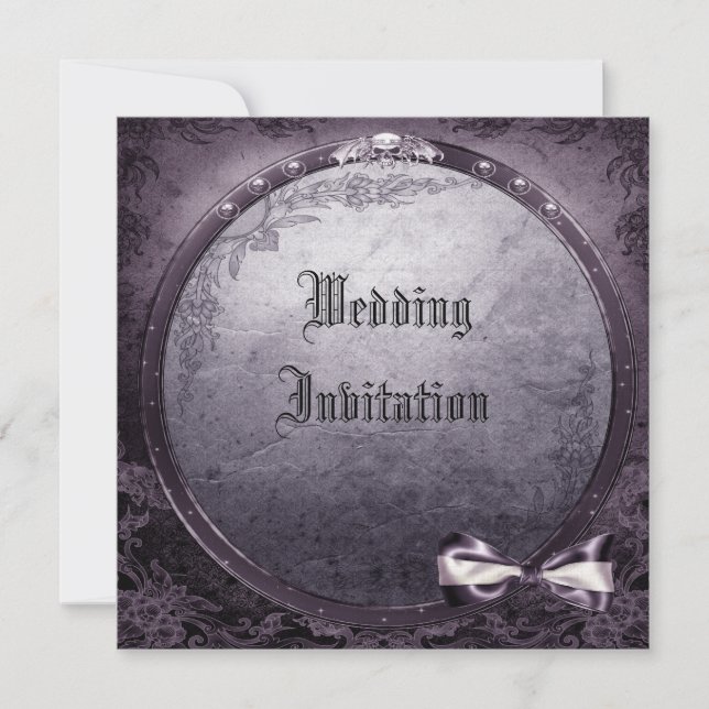 Invitations pourpres à ailes gothiques de toile de (Devant)