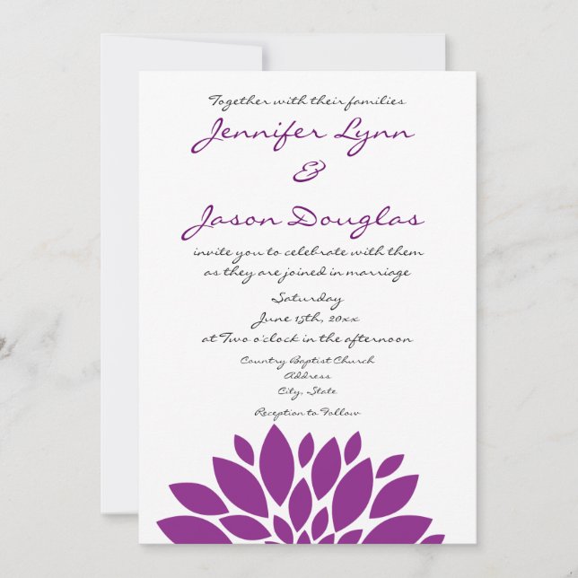 Invitations pourpres assez simples de mariage de (Devant)