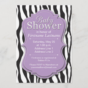 Invitations pourpres de baby shower d'impression