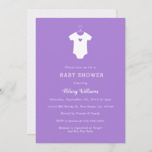 Invitations pourpres douces de baby shower