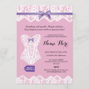 Invitations pourpres nuptiales de corset de douche