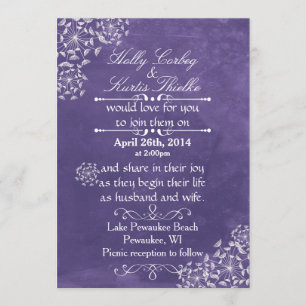 Invitations pourpres Romance rustiques de mariage