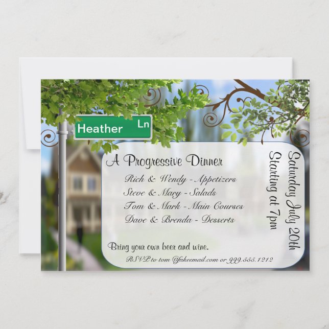 Invitations Progressive Custom Dinner Party (Devant)